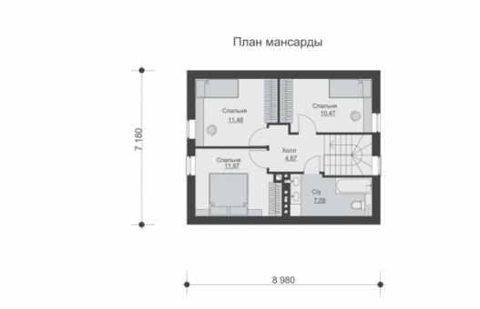 Одноэтажный дом с мансардой и террасой